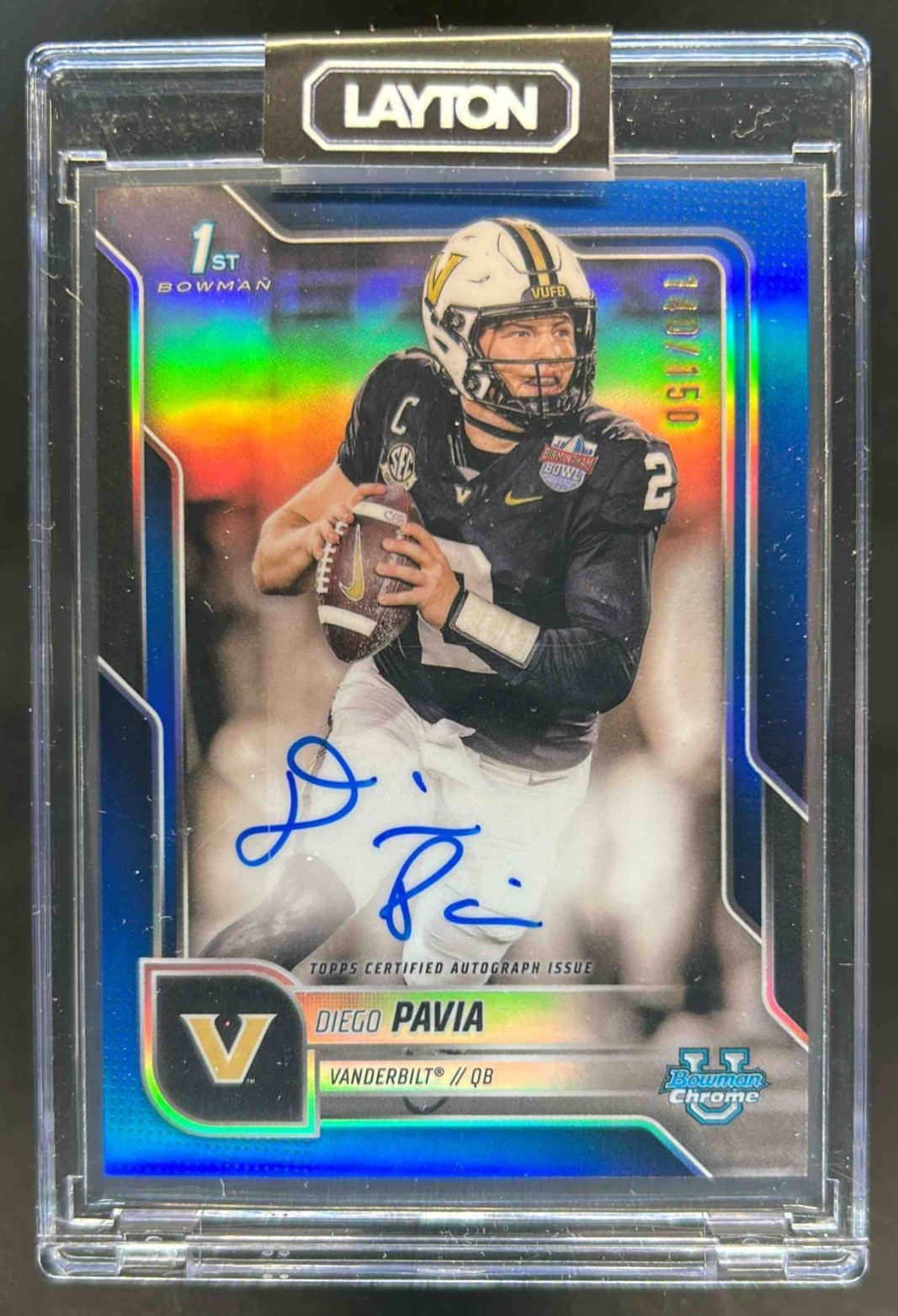 2025 Bowman Chrome U Diego Pavia Auto 1st Blue Refractor #140/150