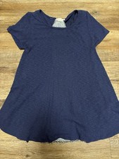 Altar'd State Navy Blue Lace Up Short Sleeve Top Scoop Neck Size M Flattering