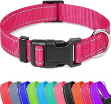 Reflective Dog Collar Pet Cat Puppy Nylon Collar Hot Pink, X-Small 