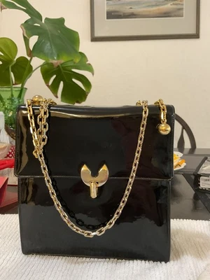 Vintage Genuine Leather Handbag Rare Koret Black Patent: MidCentury 1950s 1960s - Image 1 of 4