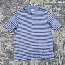 VTG Augusta National Golf Shop Master Polo Shirt M Blue Striped Short Sleeve