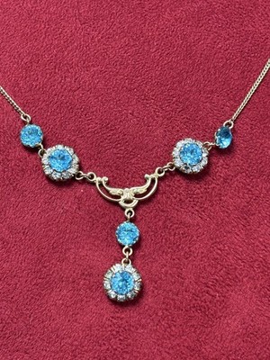 Vtg CRADLE CRAFT (VARGAS) RHINESTONES Y-DROP NECKLACE 10k Gold-Filled STUNNING!