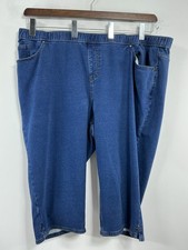 Womans Excellent Condition Catherines Pullon Knit Capri Blue Jeans 3X 0053/S-2