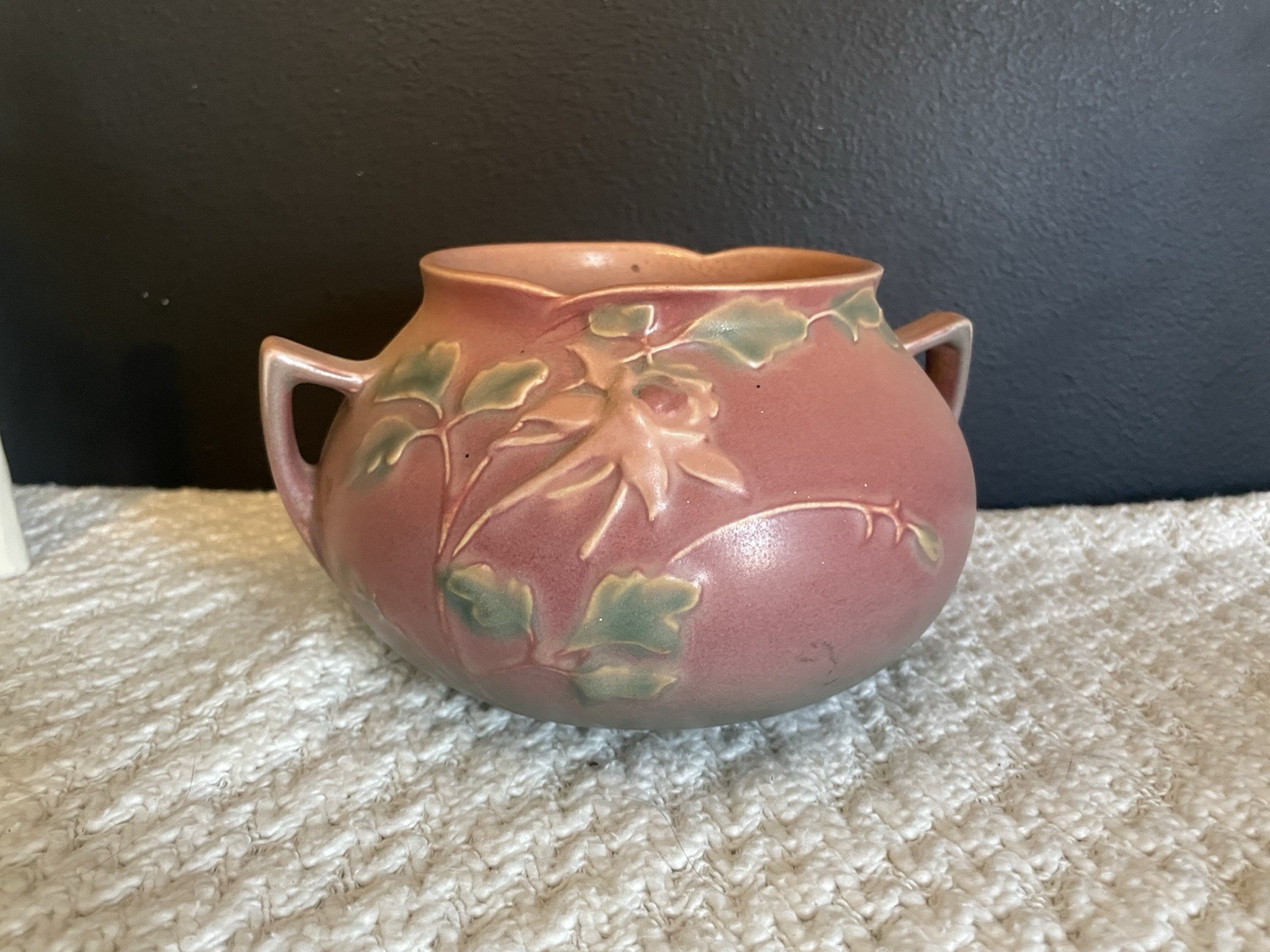 Vintage Roseville Pottery Pink Columbine 655-3 Jardiniere Bowl Vase