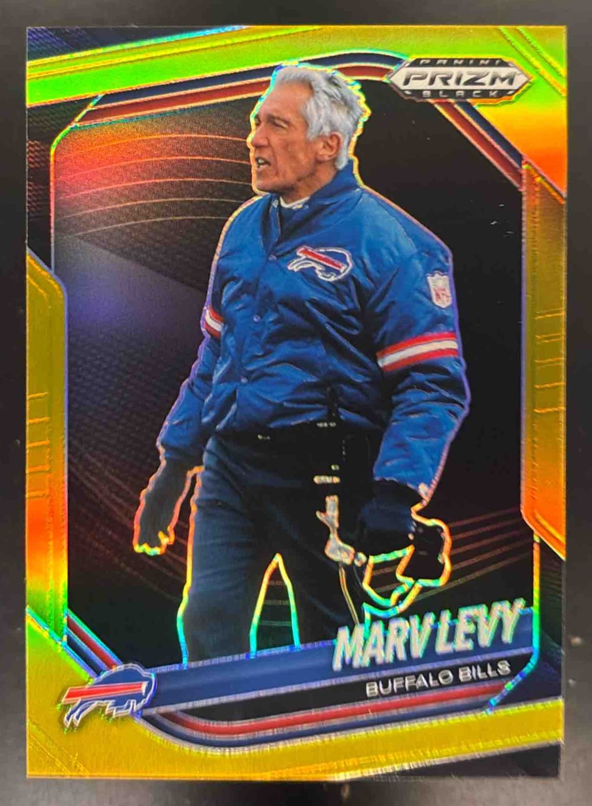 2025 Panini Prizm Black Marv Levy #14 Gold /10 Buffalo Bills