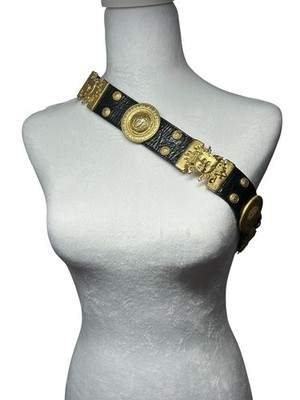 Vintage Streets Ahead Leather Hand-Crafted Studded Belt Large Western Boho Rosalie Belt - Boho Western Brown Floral Leather Jean Belt  main image 4
