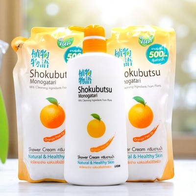 500ml + Refill 500ml x 2 : Shokubutsu Monogatari Orange Peel Oil Shower Cream