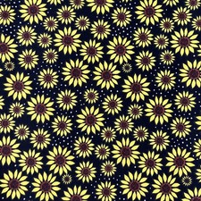 Quilters Showcase Sunflowers on Black Cotton Fabric - 2 yds x 43"