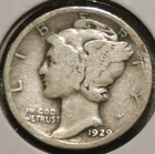 Silver Dime - Mercury - 1929 (Rough area on obverse rim.) [26]