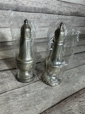 Empire Silverplate Clad Over Glass Weighted Salt & Pepper Shakers Vintage