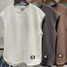 New Sports Fitness Vest For Men T-shirt Loose Sleeveless Sweatshirt M L XL-5XL