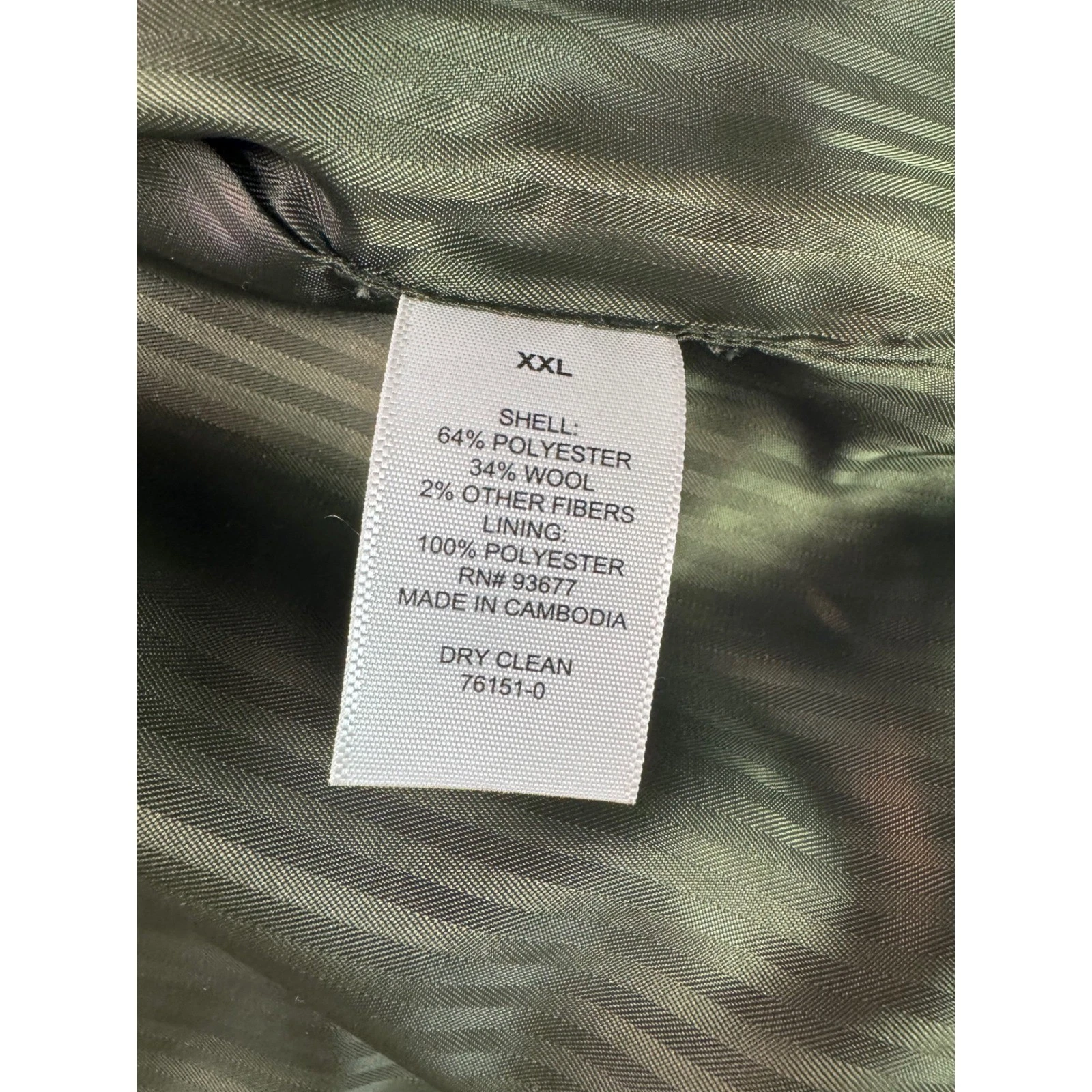JF J Ferrar Mens Green Herringbone Wool Blend Topcoat Overcoat XXL NEW - product detail image 7