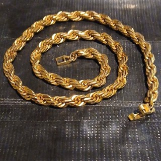 24k solid Yellow Gold Metal Rope Chain Necklace Box Clasp Gold Jewelry