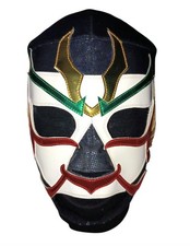 Grande maschera da wrestling Sasuke, semi-pro, nera con punti lucidi, etichettata