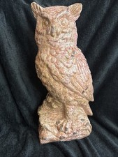 Vintage Large Ceramic Owl Statue. Distressed Glazed Excellent Condition
