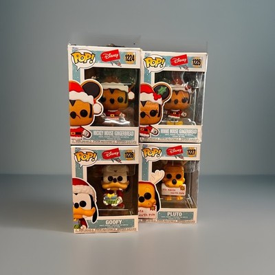 Lot of 4 Funko Pop! Disney Holiday Mickey, Minnie, Goofy & Pluto #1224-1227