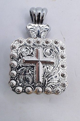 Western Cross Screw Back Concho Necklace Adapter 925 Silver Chain Statement
