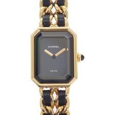 CHANEL H0001 Watches Gold Plated/leather Women blackDial