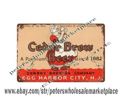 1930s OLD CEDAR BREW BEER ZERBEY BREWING CO EGG HARBOR New Jersey metal tin sign