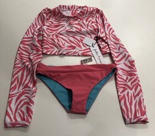 Feather 4 Arrow Pink And Blue Zebra Print Reversible Waverly Bikini Size 10