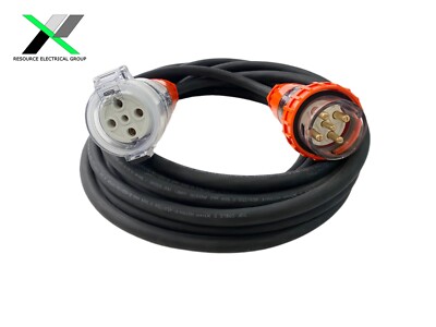 40 Amp 10m Extension Lead, 3 Phase, 5 pin, 415V 40A Heavy Duty Cable 3ph