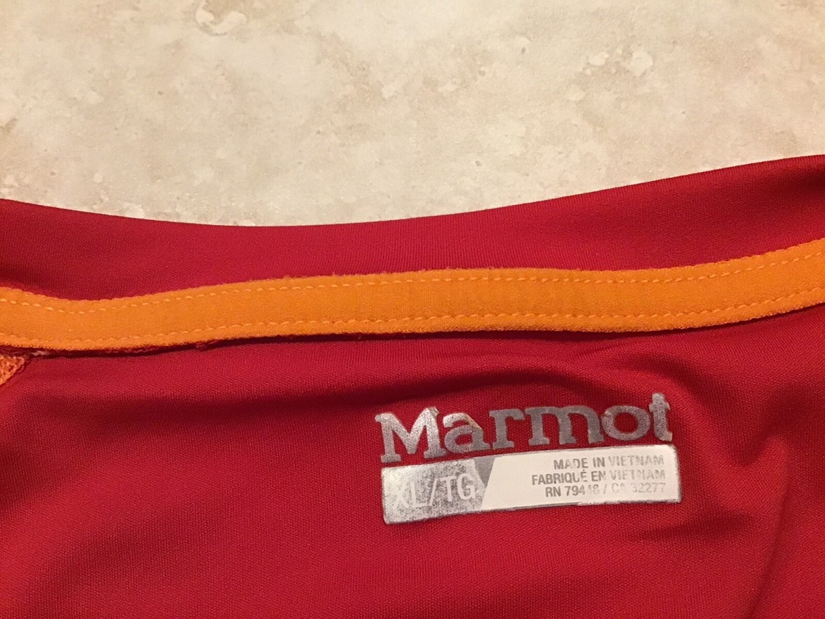 Marmot Shirt Mens XL Red Lightweight Performance Active Outdoor