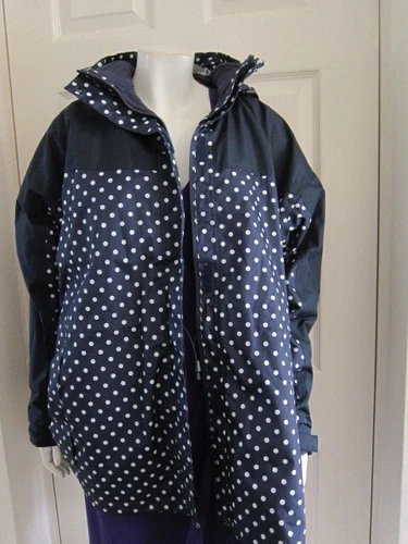 Snowdonia womens 3 in 1 jacket uk size 18 navy polka dot removable fleece lining