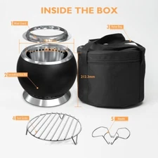 Tabletop Portable Mini Firepit and Grill (Pellets or Wood) with Travel Bag