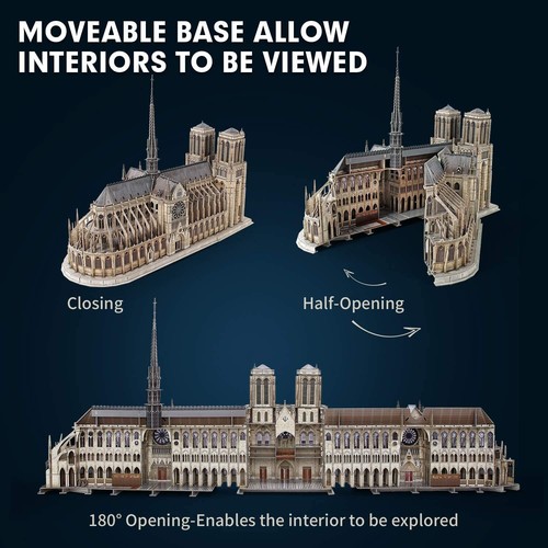 CubicFun 3D Puzzle for Adults Moveable Notre Dame de Paris Church Model Kits ... - Picture 4 of 9