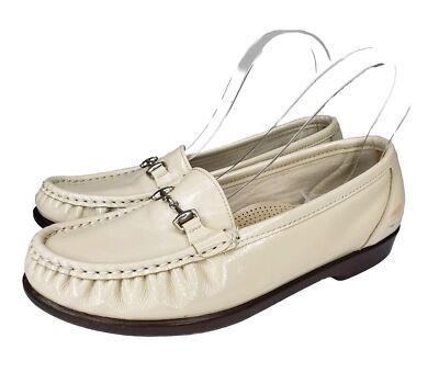 Sas Metro Slip On Bone Beige Patent Leather Womens Comfort Shoes