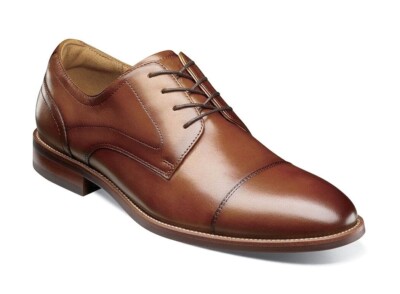 Florsheim Rucci Mens Cap Toe Oxford Cognac Leather Dress 