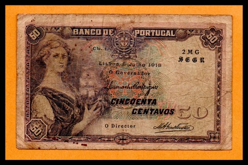 Portugal VG/F Note 50 Centavos 1918 P-112