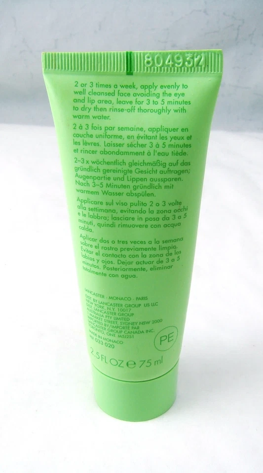 Mascarilla clarificante Lancaster SKIN PURE 2,5 oz., 75 ml. NUEVO SIN CAJA Lettering está usado Foto 3 de 4