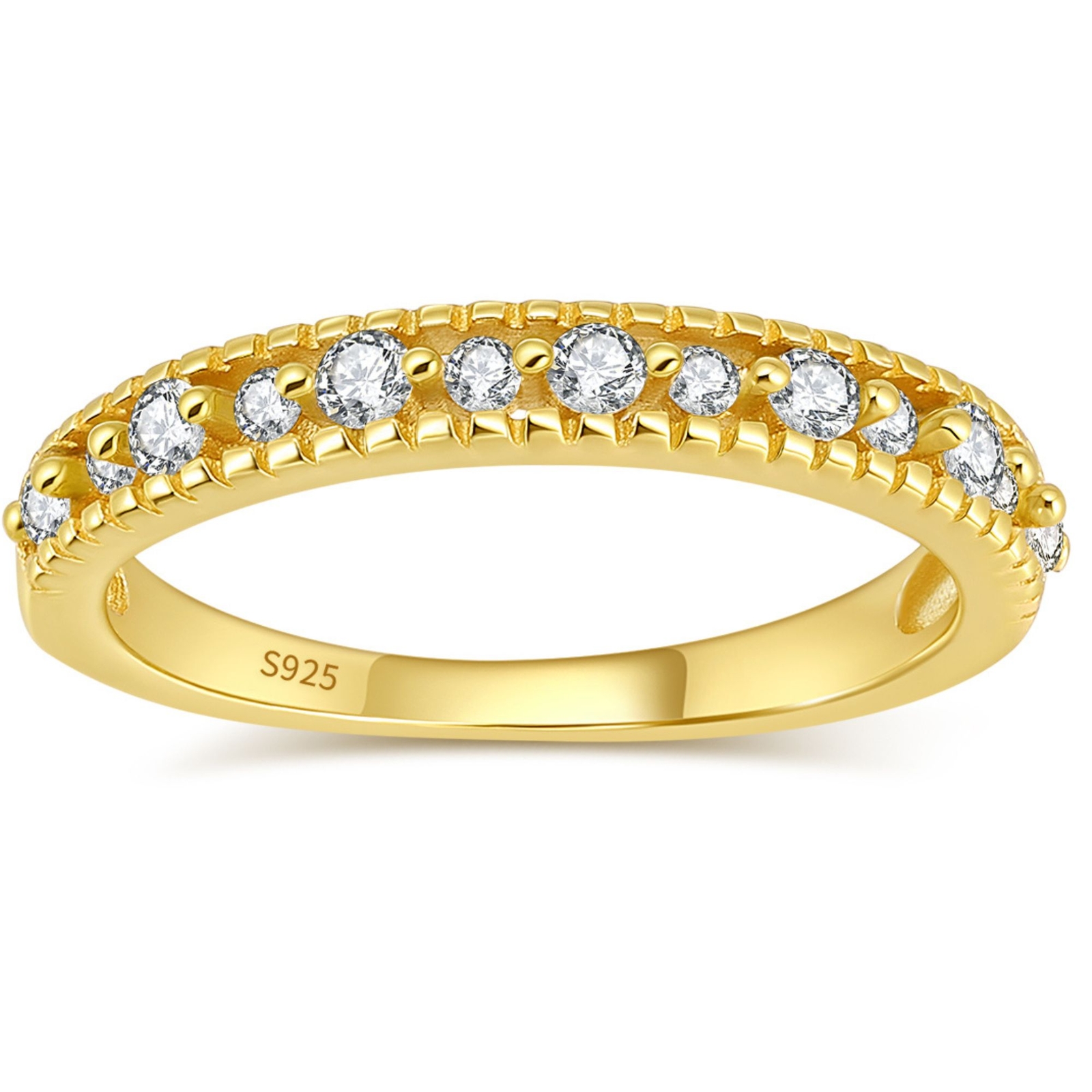 Alessia Wedding Band for Women Sterling Silver CZ Anniversary Half Eternity B...-image