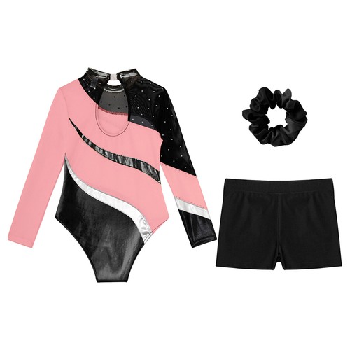 Kids Girls Jumpsuit And Bottoms Sports Leotard With Shorts Sparkly Rompers - Picture 18 of 49