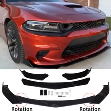 For Dodge Charger SRT Hellcat Gloss Black Front Bumper Spoiler Lip Splitter Kit
