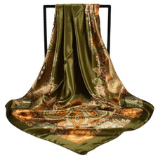Scarf 35x35" Floral Hair Square Turban Shawl Satin New Free Ship 4403