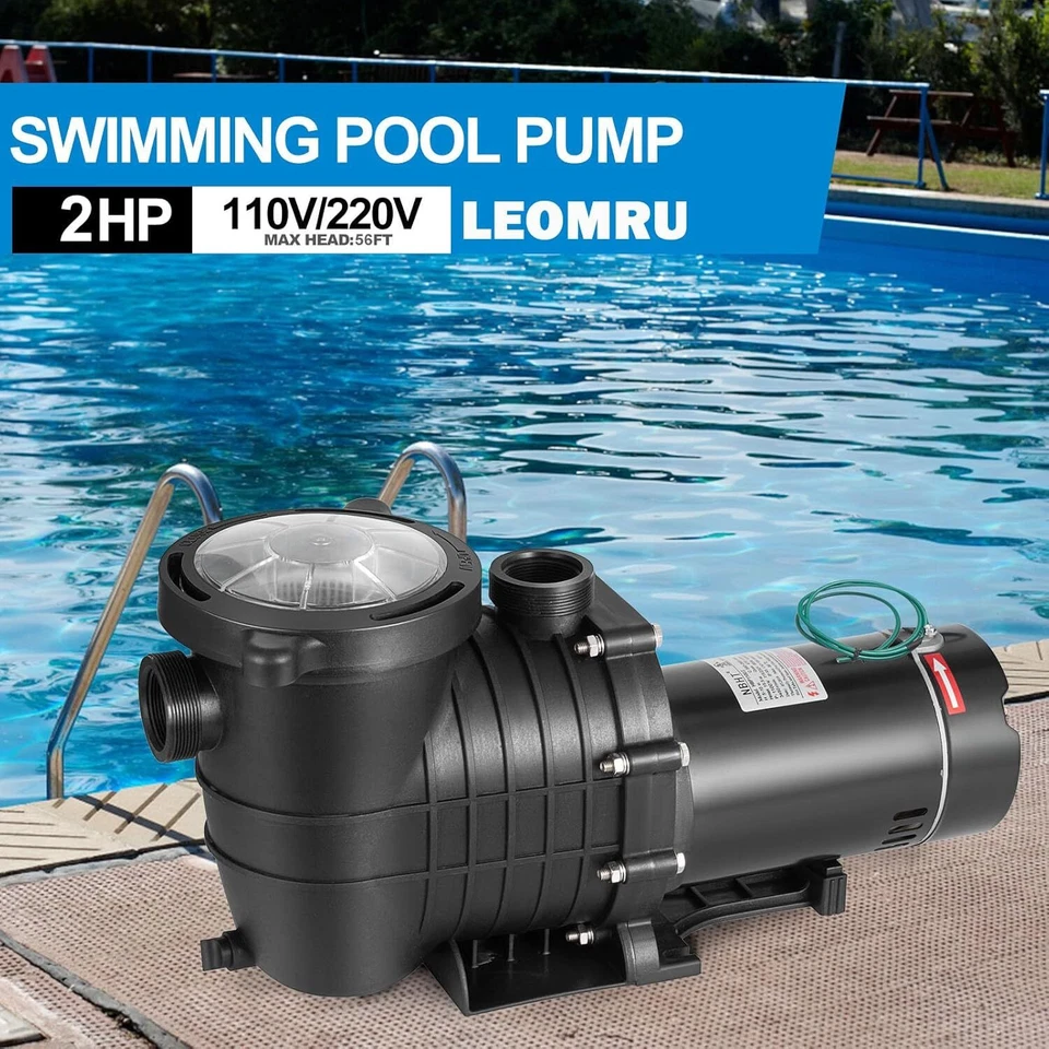 110V-220V 2.0HP Swimming Pool Pump Motor Strainer Filter Basket In/Above Ground - Image 2 of 4