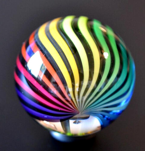 FRITZ LAUENSTEIN GLASS MARBLE/1.642"-PEEK into the RAINBOW-SAPPHIRE,TURQ.,FERN + - Picture 3 of 10