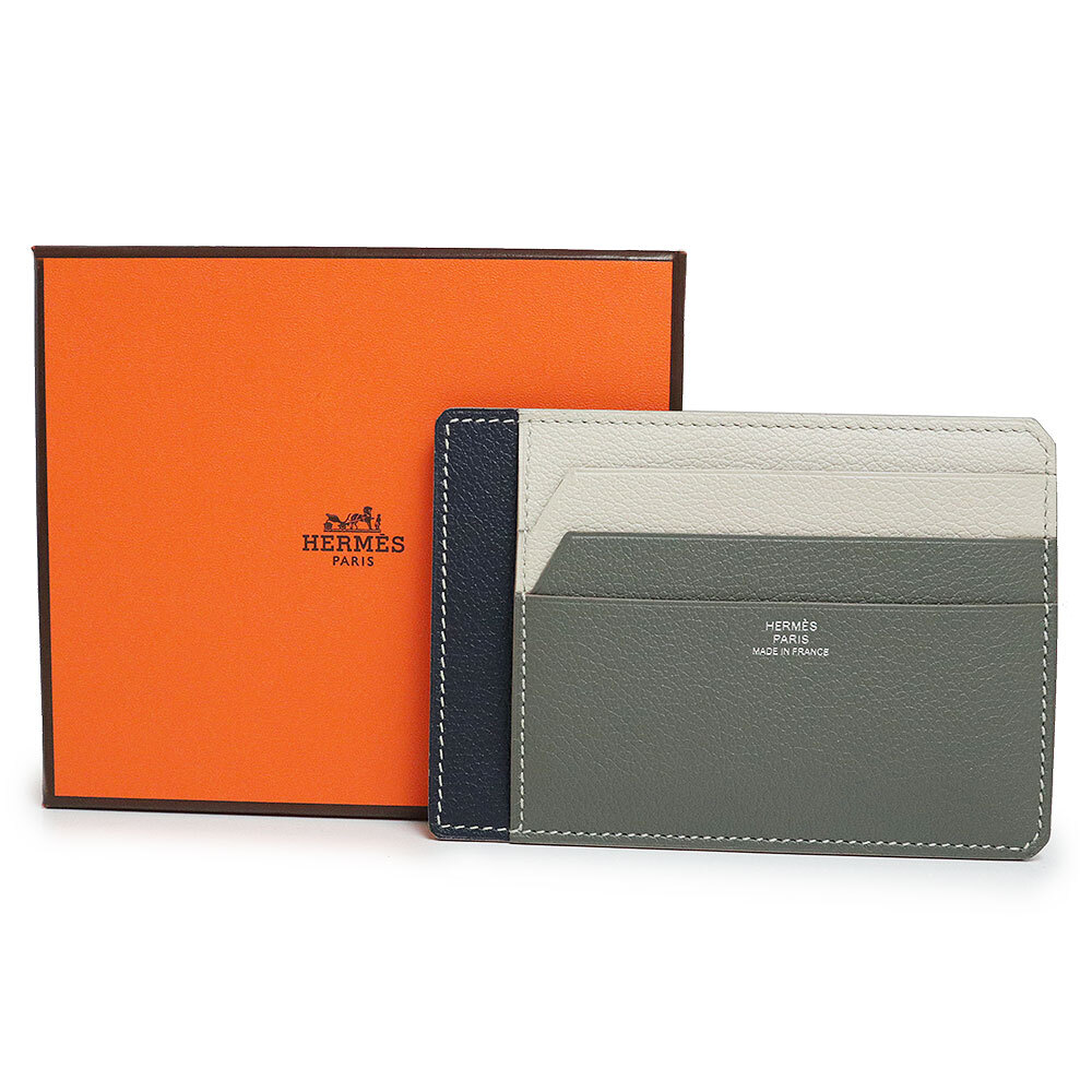 都会的な方に☆〈Hermes〉City 8CC card holder/カードケース HERMES City 8cc Color Block Card Holder Evercolor Gris Meyer