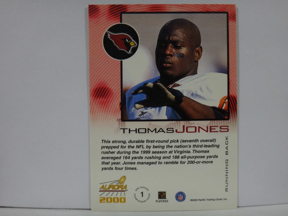 2000 Aurora Championship Fever Arizona Cardinals Football Card #1 Thomas Jones - Image 2 of 2