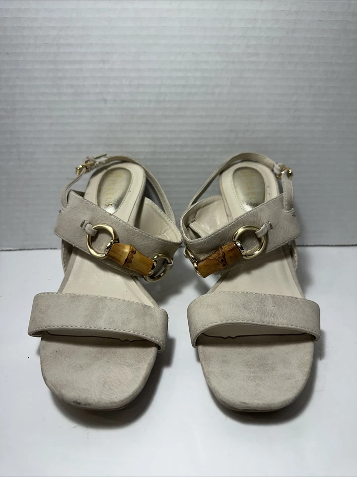 NICKELS мягкий размер 6 1/2 М бежевый кожаный скольжения на женщин MULES туфли-лодочки WB-4 Lk Nu - Изображение 2 из 4