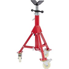 V-Head Pipe Stand 28-52 inch Height 12" Pipe Heavy Duty Steel 1100 lb w/Casters