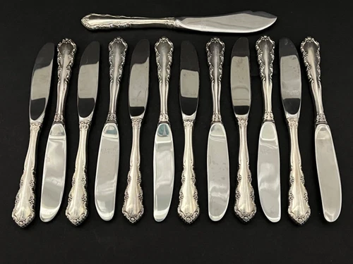 12 WALLACE STERLING SILVER SHENANDOAH  BUTTER SPREADERS & 1 MASTER BUTTER KNIFE