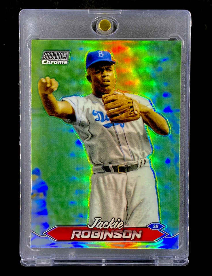 ДЖЕКИ РОБИНСОН ЗЕЛЕНЫЙ ГОЛОГРАФИЧЕСКИЙ ПЕРЕЛИВАЮЩИЙСЯ ХРОМИРОВАННЫЙ ТОППС База Параллельная - DODGERS - Изображение 2 из 4