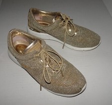 Michael Kors Skyler Metallic Trainer Pale Gold Flexible, Glittering Knit Sneaker