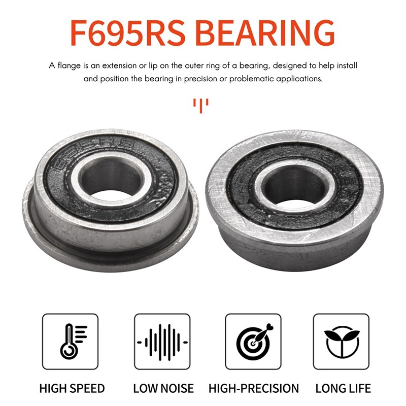 10Pcs F695- Bearing 5X13X4mm Flanged Miniature Deep Groove F6M5 | eBay