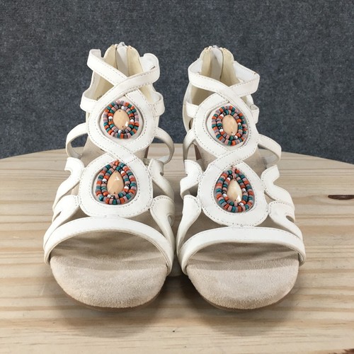 Sandali Easy Street donna 8,5 M cinturino bianco ecopelle zeppa casual perline - Foto 4 di 18