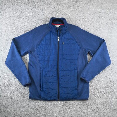 Orvis Mixed Media Hybrid Quilted Jacket Mens Medium Blue Full Zip