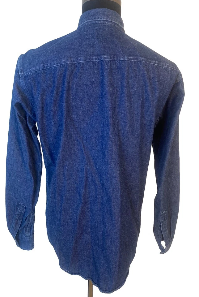 Allen Solly Shirt Mens Medium Blue Denim Two Pocket Button Down - Image 4 of 4